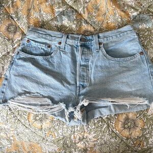 LEVI'S 501 Original Denim Cutoff Shorts Luxor Heat Button Fly Distressed W30